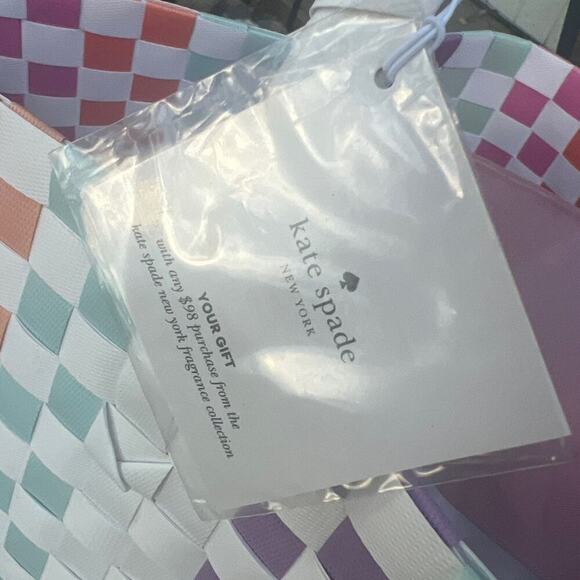 ˚₊‧꒰ა ☆ ໒꒱ ‧₊˚ Extra Large Kate Spade Colorful Weave Beach Bag Tote - Picture 3 of 3